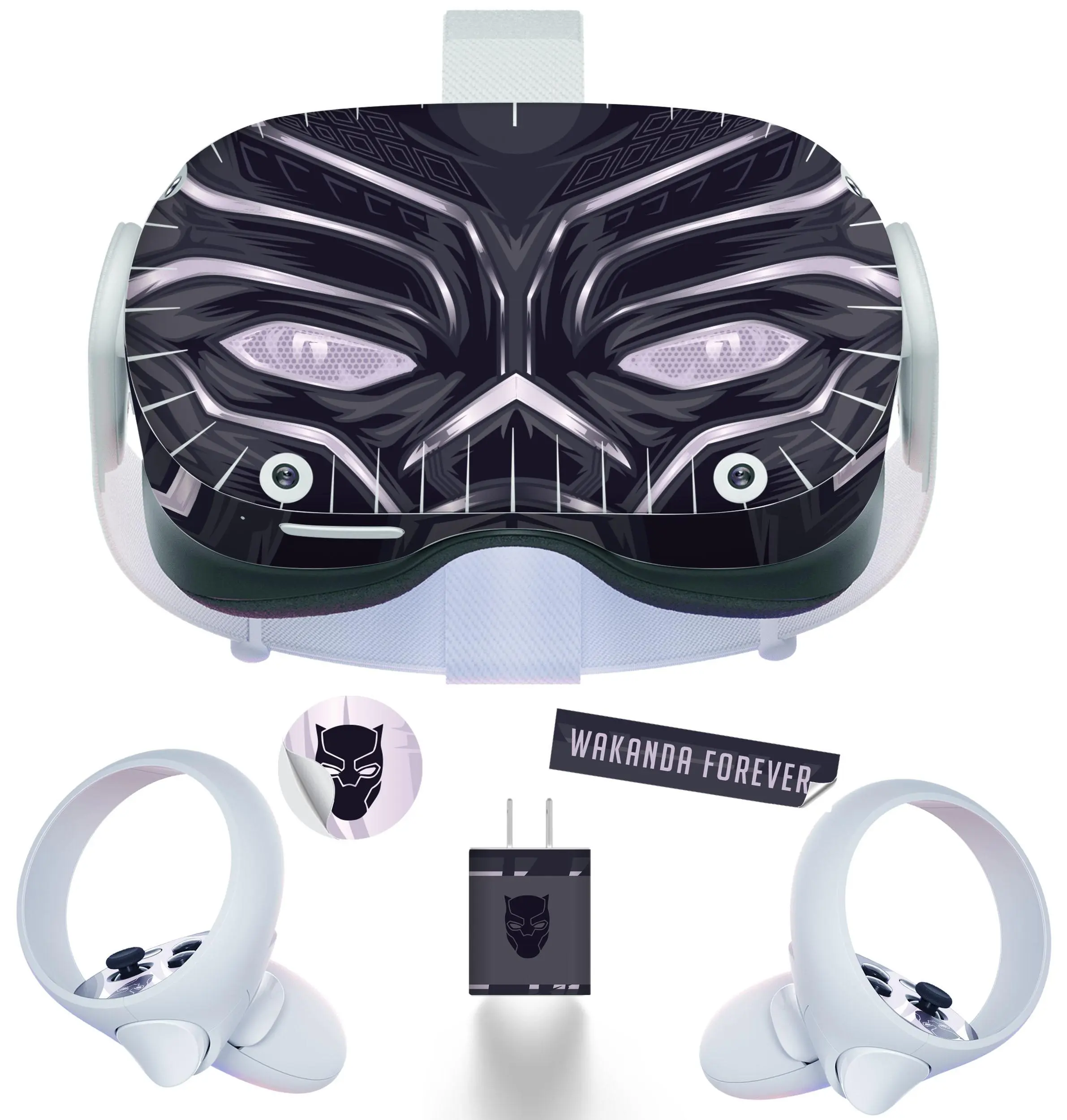 Easy-to-Apply Skin Sticker Kit compatible with Oculus Quest 2 VR headset - Black Cat virtual reality accessory - VR protector skin covers
