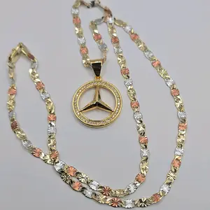 LUXURY necklace multi-stones pendant three colors chain GOLD-PLATED 22"inches