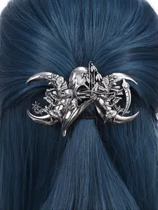 Vintage Viking Leaf Moon Crow Hammer Hair Clip, Punk Style Versatile Hair Accessory, Norwegian Wind Party Decoration Gift