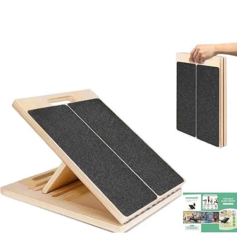 JX Habitat Portable Wooden Slant Board for Calf Stretching Squats Calf Stretcher Pilates Physical Therapy Equipment Adjustable Incline Board for Knees Ankle Heel Feet Leg TikTokShopBlackFriday