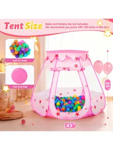 Apojungle kids Ball Pit Princess Tent Toys with 50 Balls Birthday Gift Indoor Outdoor Foldable Colorful Playspace Playhouse kids outdoor play