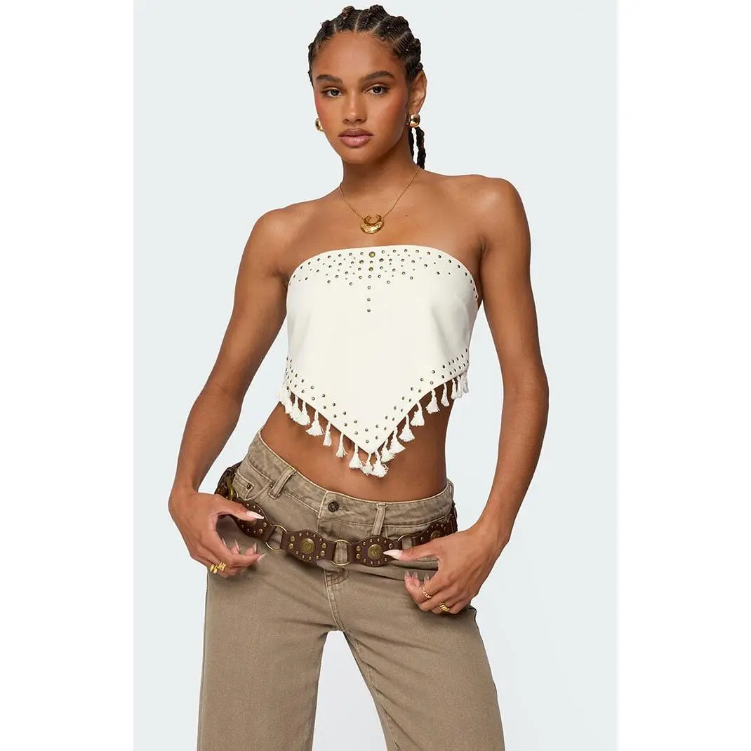 Edikted Women's Stud and Tassel Handkerchief Top