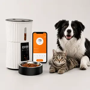 Smart Automatic Pet Feeder for Cats and Dogs, WiFi App Controlled Timed Food Dispenser with Portion Control, Fresh Dry Food Storage, Detachable Bowl