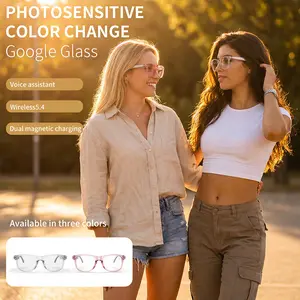 Smart translation glasses feature automatically adjusting polarized lenses, a built-in speaker, microphone, and blue light blocking, allowing users to listen to music and make phone calls