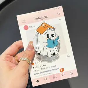 Ghost Reader MagSafe Phone Grip, Kawaii Book Loving Spirit Magnetic Phone Holder, Cute Holiday Grip for Phones or E-readers, Ideal Gifts