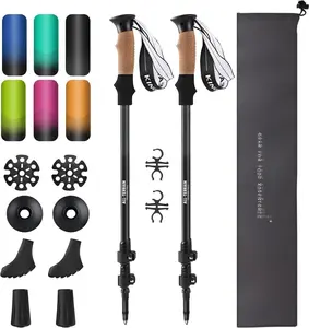 Nordic Walking Stick, TP1 Hiking Poles Retractable Lightweight 7075 , Trekking Poles with Flip Lock,  Cork and EVA Grip, 2 count Hiking Gear
