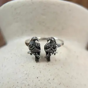 925 Sterling Silver Adjustable Raven Ring – Celtic Patterns & Wiccan Symbolism