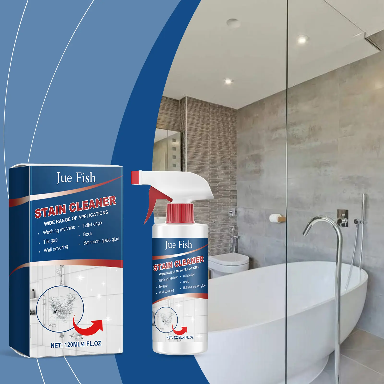 Bathroom Stain Cleaner, Multi-Purpose Stain and Limescale Cleaner for Bathtubs and Toilets
