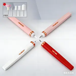 Portable Mini Nail Drill Pen, 2-in-1 Electric Nail File with LED Light, Battery Operated, Handheld Nail Tool Kit with Drill Bits, for Manicure & Pedicure, Nude Pink White