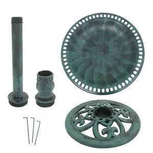 SUPERDEAL 28" Height Resin Vintage Bird Bath, Freestanding Outdoor Garden Patio Bowl - Green