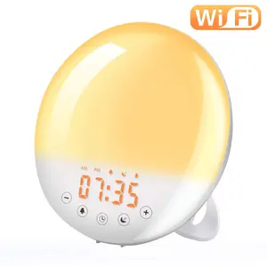 Wifi voice control smart wake-up light alarm clock sunrise natural wake-up light
