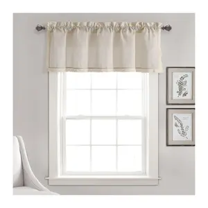 Rosalie Faux Linen Valance Ivory 54x18+2 by Lush Decor