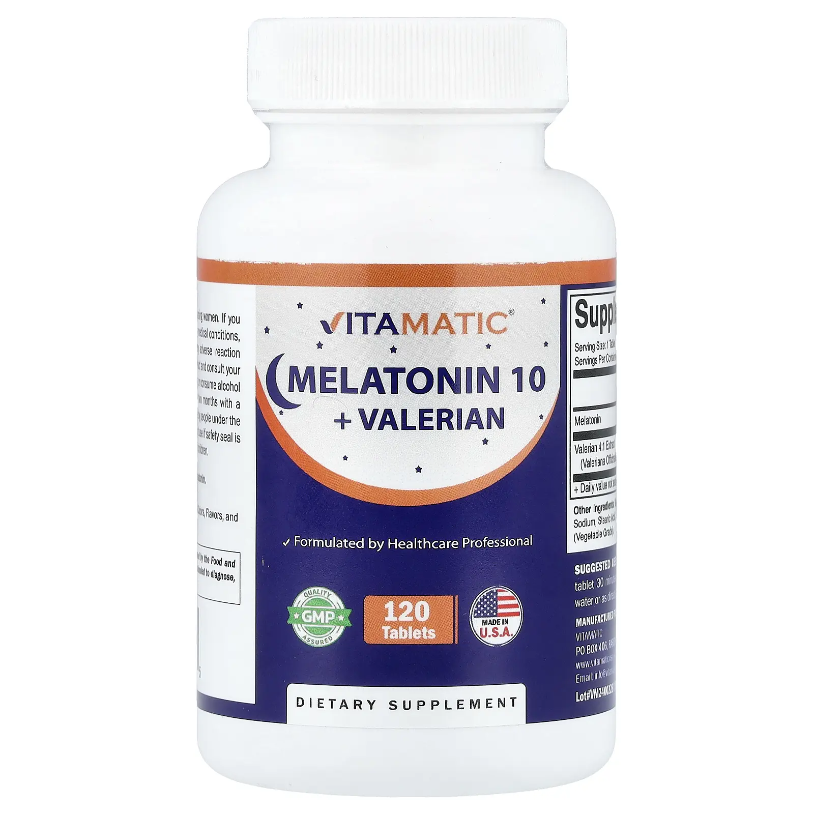 Vitamatic Melatonin 10 + Valerian, 120 Tablets