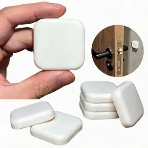 Door Knob Wall Protectors - Square  Door Stoppers for Wall & Furniture, Adhesive Quiet & Shock-Absorbent Guard Bumpers, Thick Door Handle Stopper (6Pack, White)