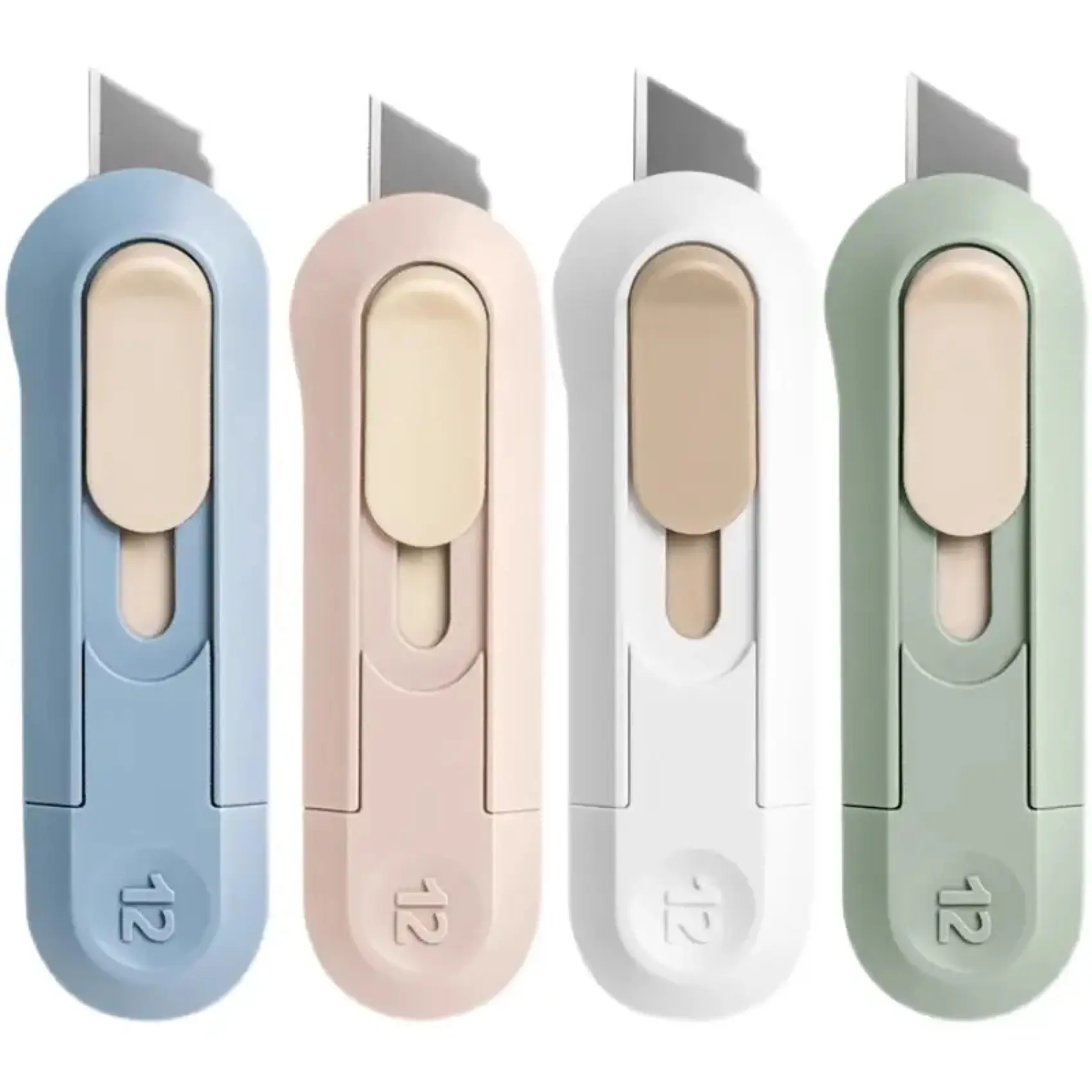 Humwam 4-Pack All-in-One Utility Cutting Kit, Retractable Box Cutter, Letter Opener & Craft Knife, Multipurpose Supplies for Home, Office & Art Projects, Safe Auto-Rebound, Hold-To-Use Design