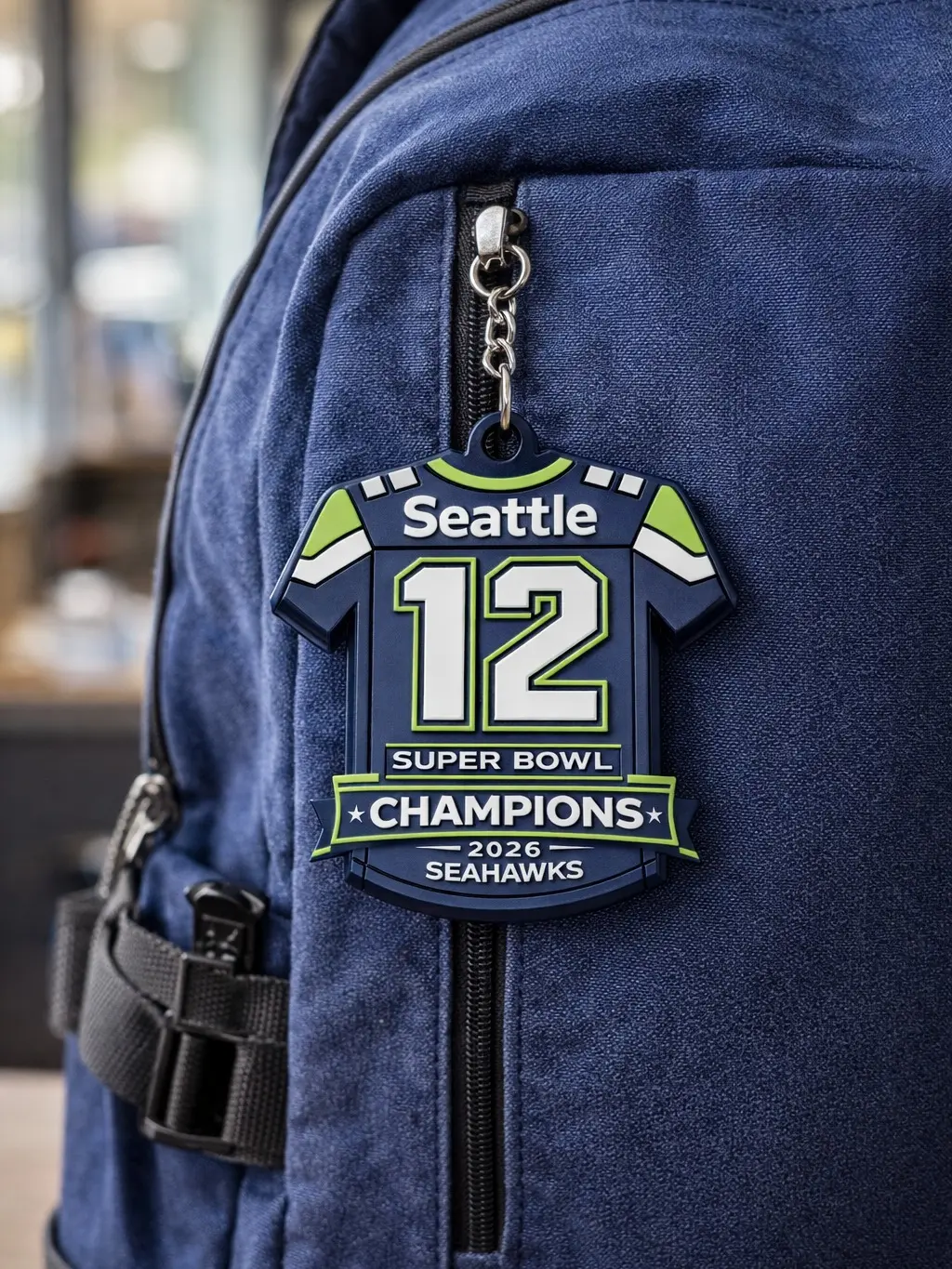 Superbowl Champions Seattle Seahawks 3D Printed Football Jersey Keychain – #12 Super Bowl LX edition