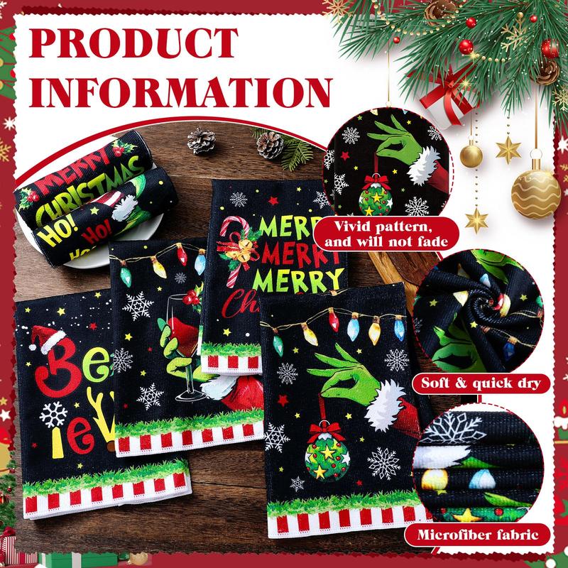 Christmas Clearance Sale Santa Claus 6 Pcs Whoville Christmas Kitchen Towels Feeling Joyous Kitchen Christmas Decor Santa Motifs Xmas Gift Absorbent Dishcloths Kitchen Cleaning Hand Towel Tea Towels Holiday Party Farmhouse Housewarming Bathroom Home Decor