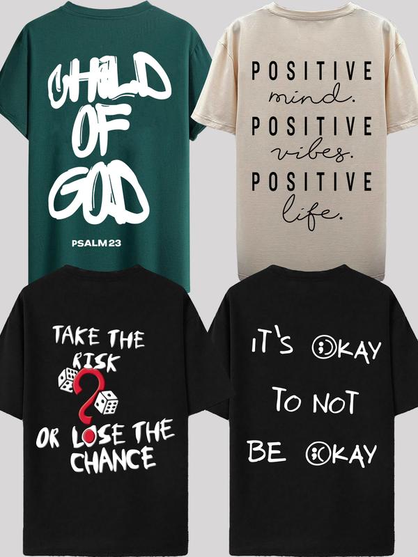 Unisex's Letter & Angel & Palm Tree & Floral Print Round Neck Tee, Regular Fit Casual Short Sleeve T-shirt for Summer, Daily Wear Top for Men Women