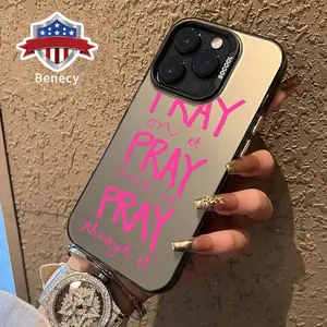 Just Pray Pattern Phone Case for iPhone 15 16 14 Pro Max 13 12 11 XR XS Plus E Shockproof Anti-Scratch Durable PC Back Protective Cover Cellphone Protective