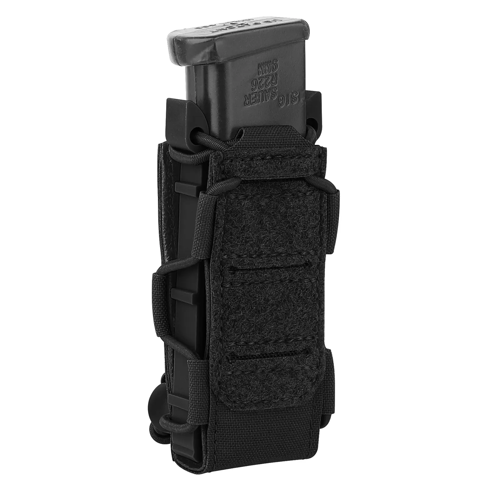 KRYDEX 9mm Mag Pouch, Tactical Open Top Carrier in 500D Nylon with Rubber Grip Liner, Universal & Molly Compatible for EDC, Hunting - BK / CB, Rigid 500D Nylon