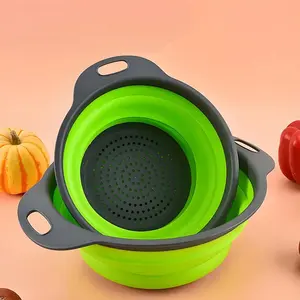 Multi-Function Kitchen Drain Basket, Foldable Silicone Colander for Fruits and Veggies