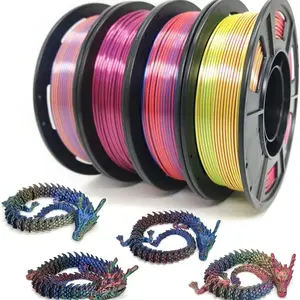 Silk Three-Color Poly Lactide Long Filament, 3D Compatible, 1.75 Mm (± 0.03 Mm), 250g X 4 Colors Pack, Ideal for 3D Printing