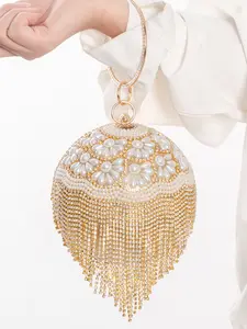Fashionable Rhinestone & Faux Pearl Decorated Evening Bag, Elegant Ball Shaped Handbag for Party, Trendy All-match & Exquisite Handbag for Birthday Gift
