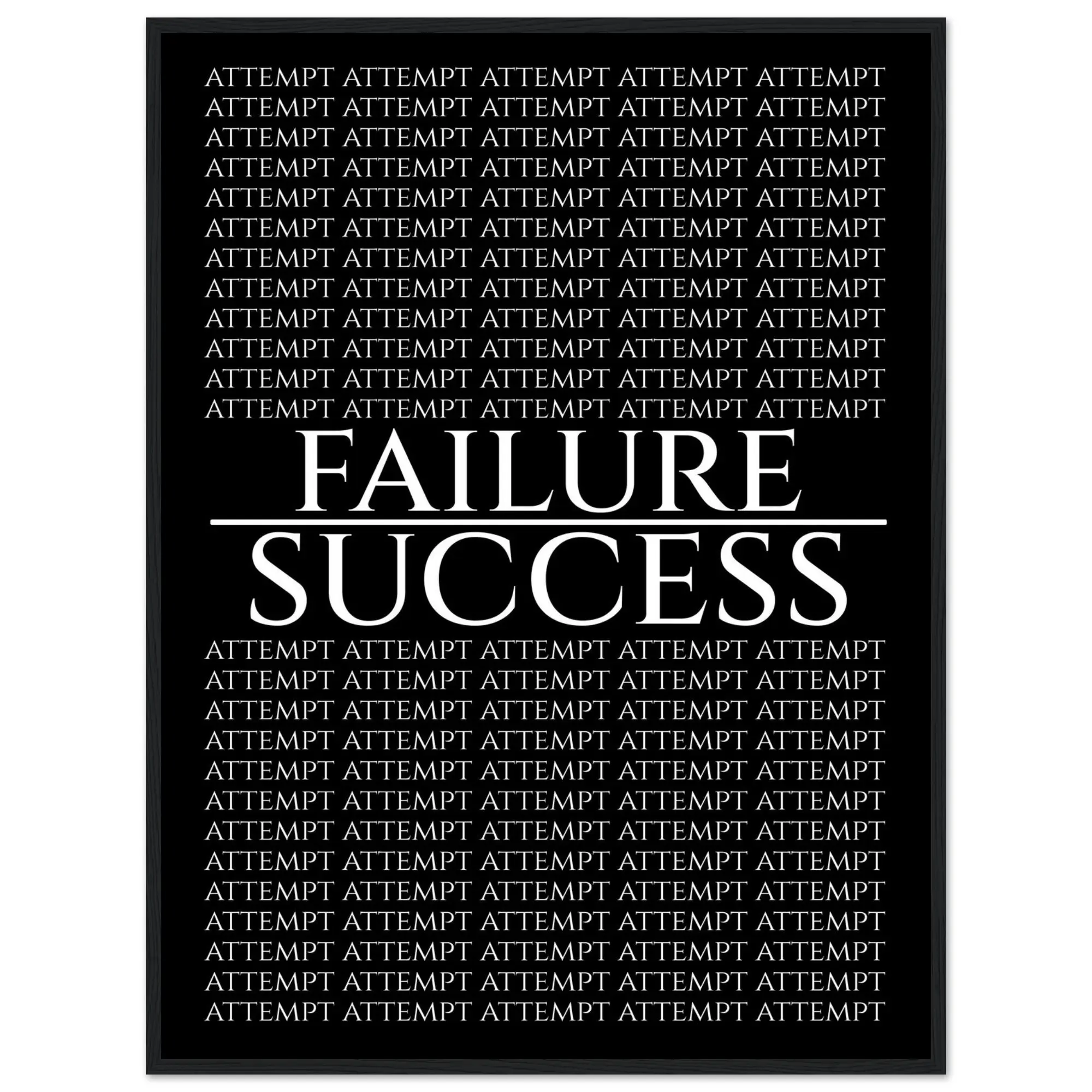 Failure Success Motivational Framed Poster | Minimalist Black and White Typography Wall Art