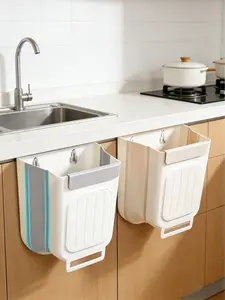 Foldable Kitchen Trash Can, Hanging Cabinet Door Garbage Bin, No Bending Over, Space Saving Wall Mounted Rubbish Bin for Kitchen, Bathroom,Foldable Design for Easy Storage, Durable Plastic Waste Container for Food Scraps, Household Organizer