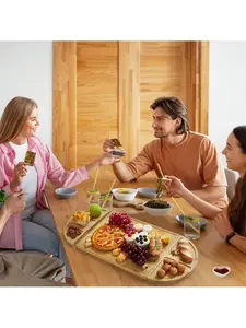 3 Pcs Magnetic Cheese Board Set, Bamboo Cutting Board Set, Wooden Chopping Board With Deep Juice Grooves, Large Cheese Platter, Magnetic Serving Board For Party, Wedding