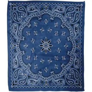 Home Decor Throw Blanket, Blue Paisley Bandana Scarf Classic, Warm Soft Cozy Flannel Bed Blankets for Bed, Couch, Sofa and Chair, All Seasons Suitable, 80x60 inches