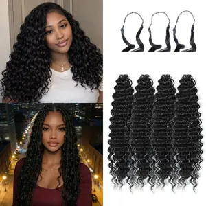 Crochet Hair Extensions for Women 18 Inch 100 Strands Miracle Knots  Crochet Hair Pre-Separated Invisible Synthetic Curly Deep Wave Crochet Hair(100strands  Black)