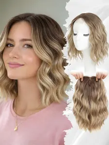 Short Wavy Hair Topper 12 Inch for Women, 6.5"x6.5" Natural Synthetic Hairpiece, Lightweight Breathable Instant Volume, All Seasons, Synthetic Wig