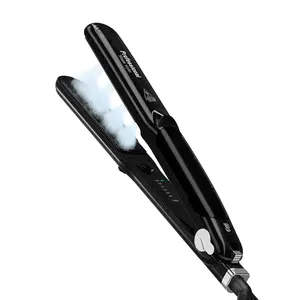Steam Hair Straightener Professional Salon Ceramic Tourmaline Vapor Flat Iron 2 in 1 Straightening Curling Iron Dual Voltage LED Temp