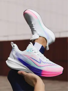 FAYWELLME Pair Carbon Plate Running Shoes Gradient Design Lightweight Breathable Sneakers for Men Women Marathon Training