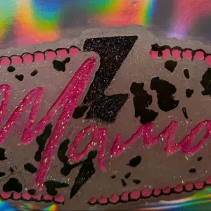 Mama Western Cow Freshie - Glittery Pink and Black Design with Sparkly Details