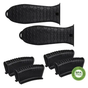 6-Piece Cast Iron Handle Covers Set, Silicone Heat Resistant Cooking Handles, Dishwasher Safe Non-Slip Rubber Grips for Skillets, Pans & Grills, Cookware, Kitchen