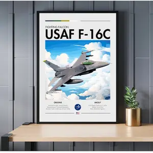 USAF F-16C Fighting Falcon Poster, Aviation Art, Fighter Jet Poster, Military Aircraft Decor, Fighter Plane Wall Art