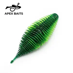 4" Ribbed Soft Plastic Shrimp Lure – 8pcs High Visibility Bait, Salt Infused, for Bass Trout Walleye