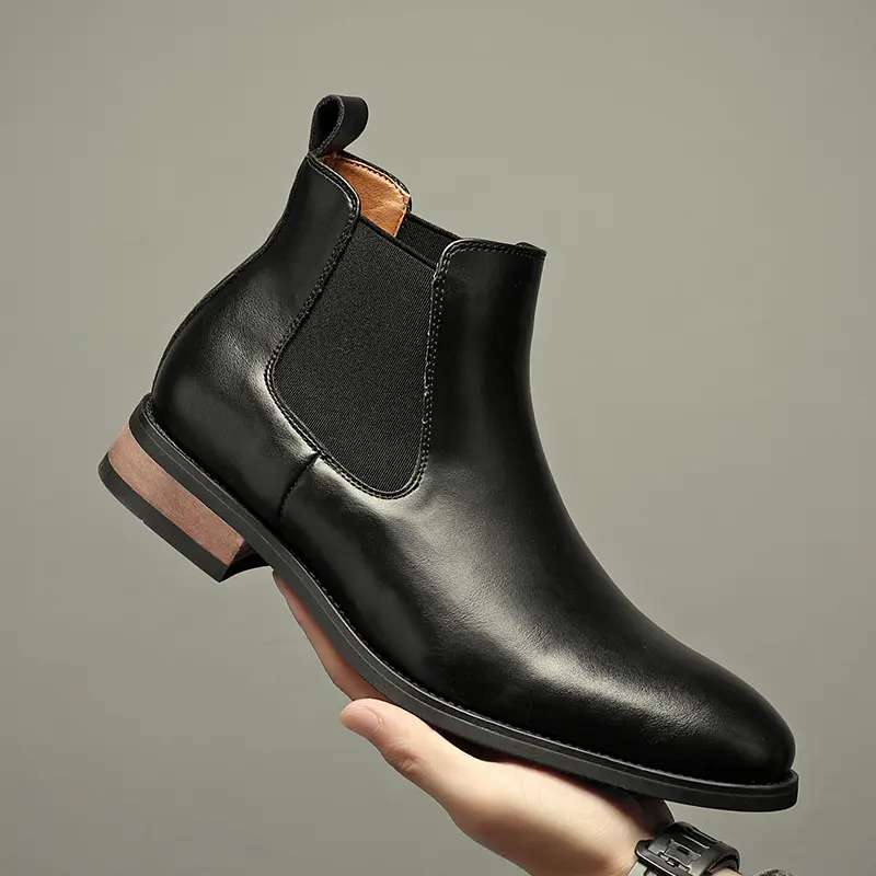 2025 Men's British Classic Leather Chelsea Boots - Pointed Toe, High Top, Comfortable Walking Footwear with Classic Design for Christmas Hauls