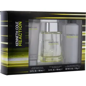 Kenneth Cole Reaction Set-Edt Spray 3.4 Oz & Aftershave Balm 3.4 Oz & All Over Body Spray 6 Oz For Men