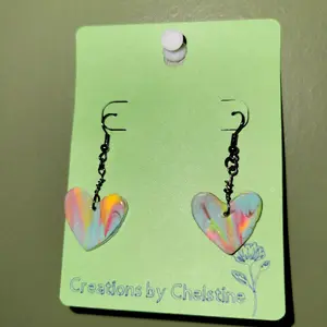tie dye clay heart earrings