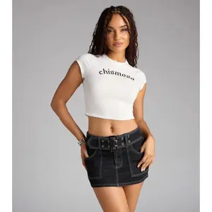 Street Edge Belted Denim Mini Skort