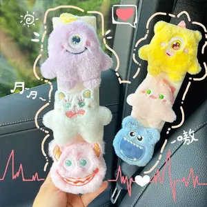 Car Seatbelt Protector Cover, Cute Cartoon Monster Plush Toy, Car Interior Decoration, Shoulder Protection, Female Version, Girly Car Accessories