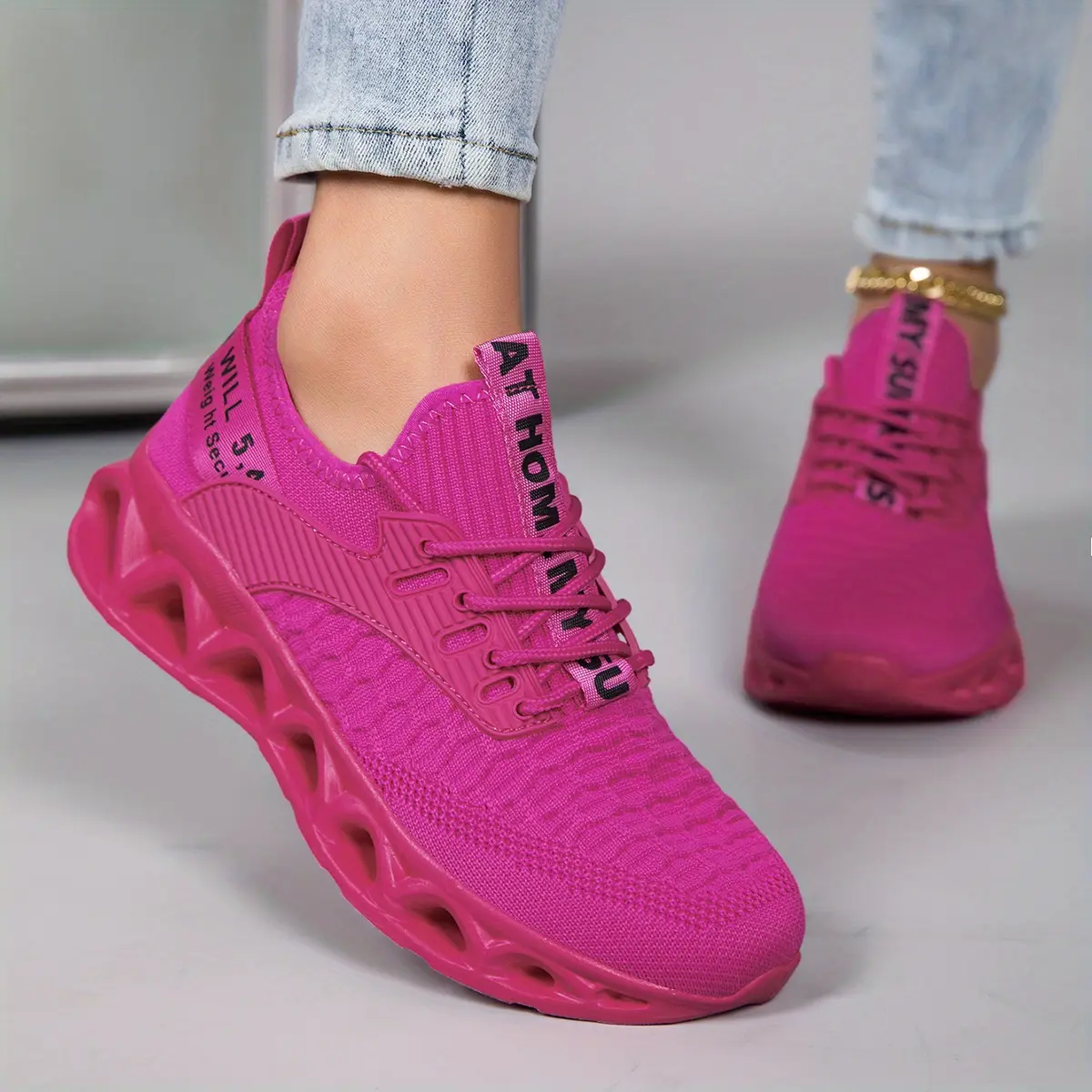 Women's sneakers, women's running shoes, light one-pedal flats, twisted shoes, women's casual shoes, platform lace-up walking shoes, breathable mesh women's tennis shoes, fashionable solid color women's fitness shoes