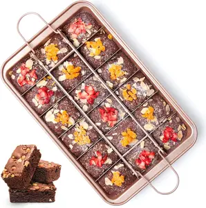 Nonstick Brownie Pan with Dividers and Cutters, Makes 18 Pre-cut Individual Brownies at Once, All Edge Perfect Brownie Baking Pan, 12 X 8 X 1.6 Inches