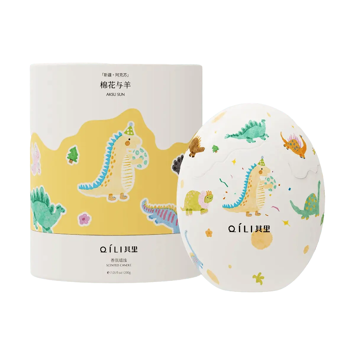 QILI Giant Dinosaur Egg Candle - Birth of Little Dinosaur Scented Candle, Long-Lasting Home Fragrance, Cotton & Wool Scent, 200g Gift Box for Birthdays & Special Occasions