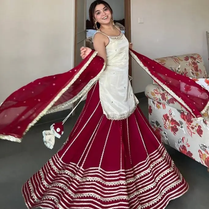 Presenting New Designer Collection In Heavy Faux Georgette Silk Top-Bottom And Dupatta Set Fully Stitched Ready To Wear
