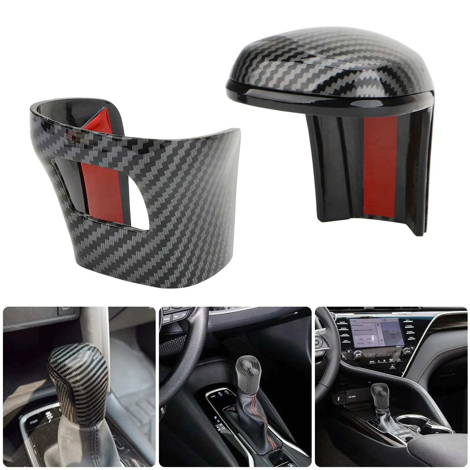 Carbon Fiber Gear Shift Knob Cover for Camry - Sport Style Matte Finish ABS Material with Non-Slip Textured Grip,Car Shift Protector Cover,Car Interior Protective Upgrade