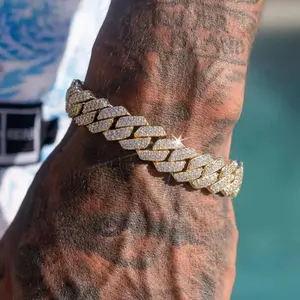Chunky Miami Cuban Bracelet - Full Rhinestone Moissanite Unisex Hip Hop Gift